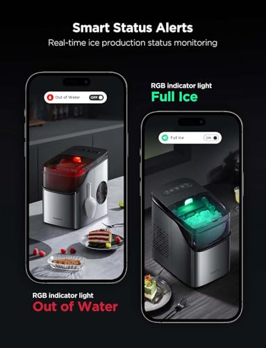 GoveeLife Smart Ice Maker Countertop, Portable Ice Machine with Voice Control, 9 Ice Cubes in 6 Minutes 3 Sizes, 26lbs/24Hrs