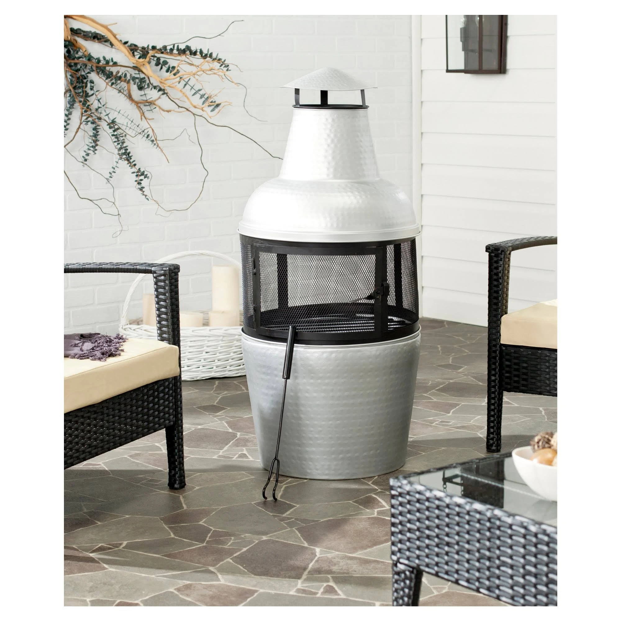 Safavieh Cartagena Chiminea - Silver Black