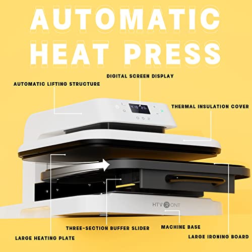 HTVRONT Auto Heat Press Machine for T Shirts - 15x15 Smart T Shirt Press Machine with Auto Release - Professional Heat Press for Sublimation, Vinyl