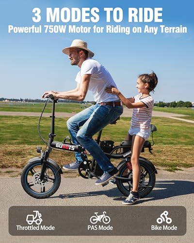 2 Seater Electric Bike for Adults,Mini Bike 500/750 Motor,28MPH,48V/15AH Removable Battery,25-30Miles 16" Fat Tire Commuter Ebike