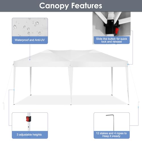 COBIZI Canopy 10x20 Pop Up Canopy Tent with 6 Sidewalls Party Tents for Parties Weddings Backyard Waterproof Canopy Outdoor Commercial Canopy Event