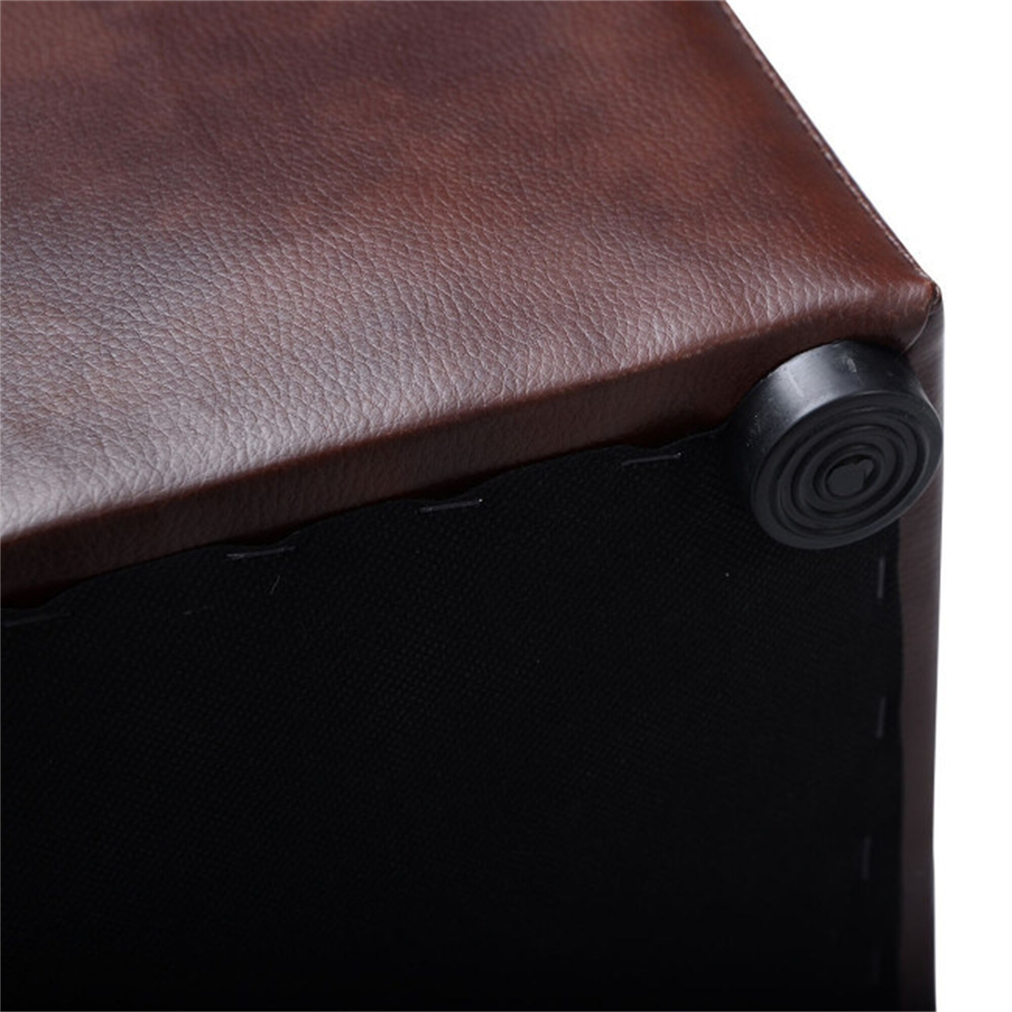 BESTCOSTY Ottoman Pouffe Storage Box Lounge Seat Footstools 16 Inch PU leather Brown