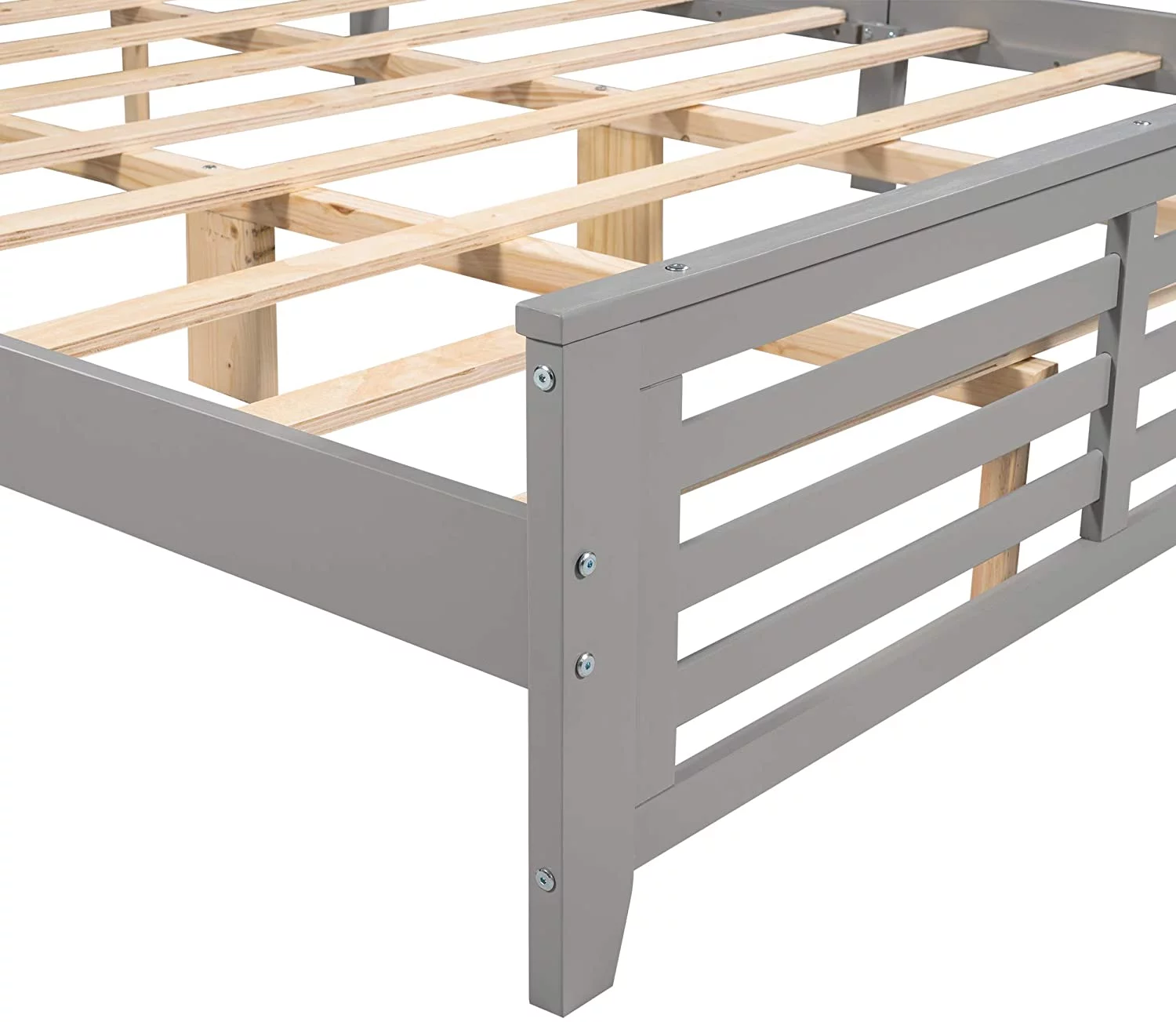 King Size Platform Bed Frame,Wood Platform Bed With Headboard And Footboard,King Bed Frame With Slat,No Box Spring Needed,Gray