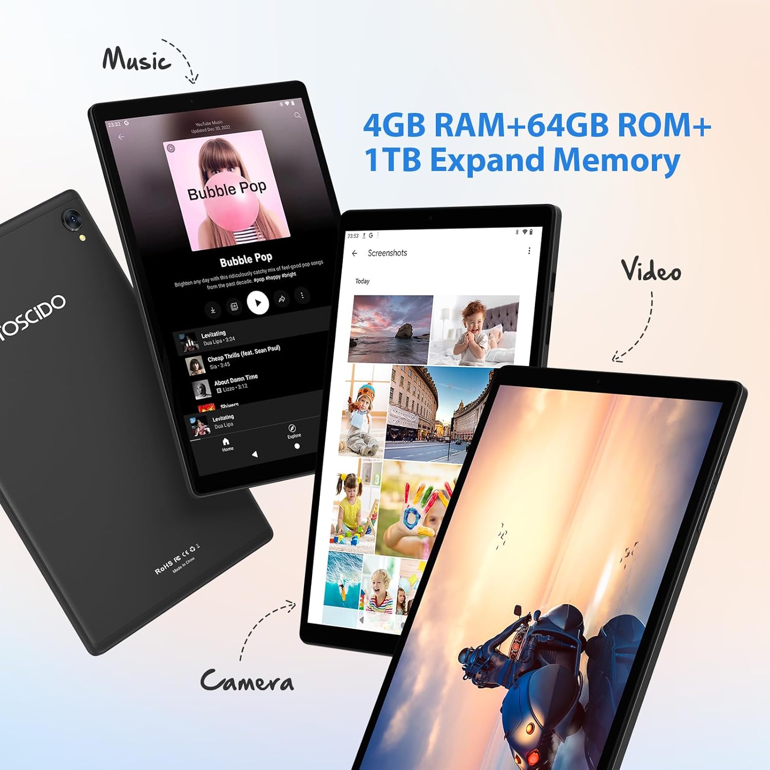 2023 Tablet 10.1 inch Android Tablets 1080P FHD in-Cell LCD Screen, 4GB+64GB Expand to 1TB, Octa-Core CPU, 1920 x 1200 Resolution,8M&13M Dual Camera