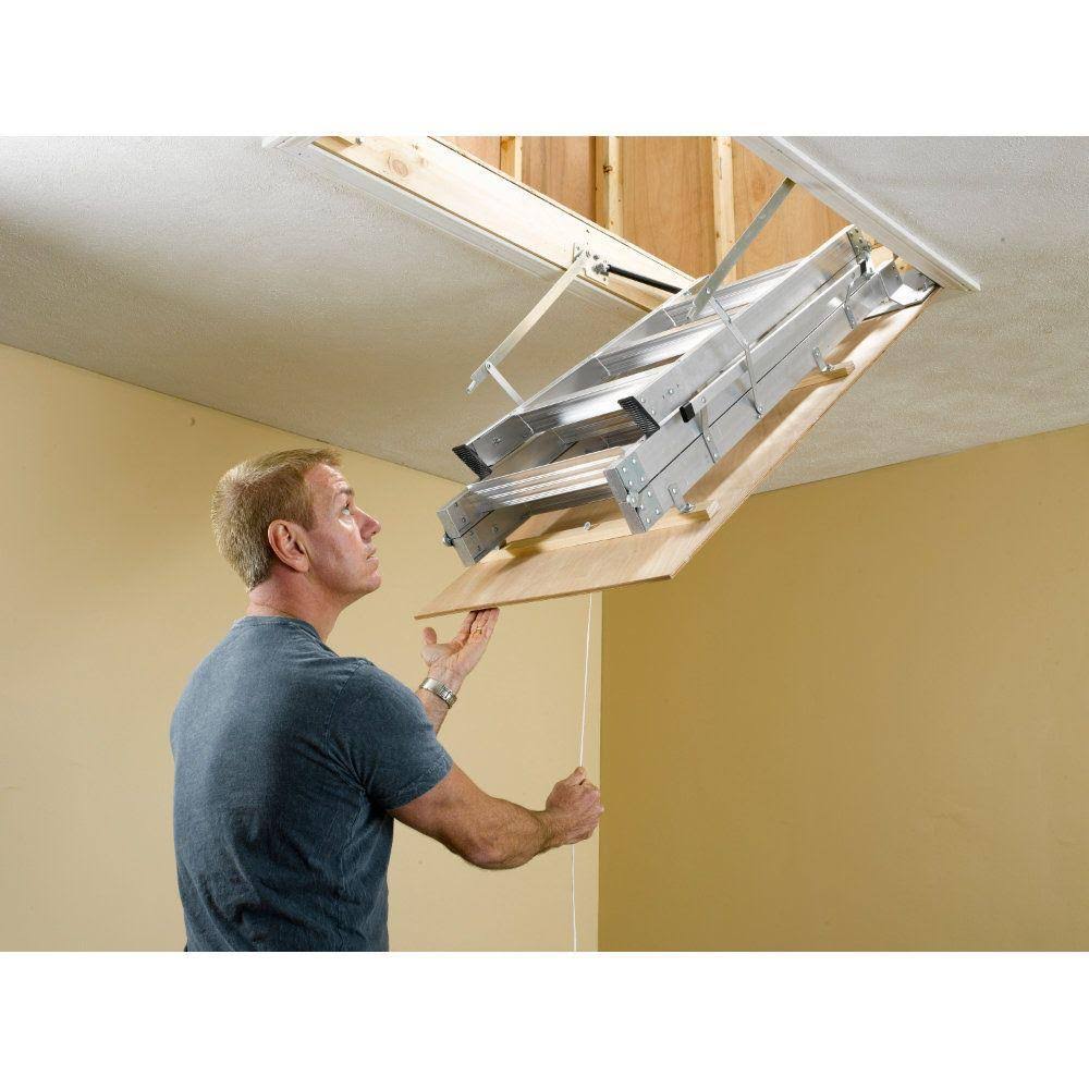 8 ft. 10 ft., 25 in. x 54 in. Aluminum Attic Ladder with 375 lb. Load