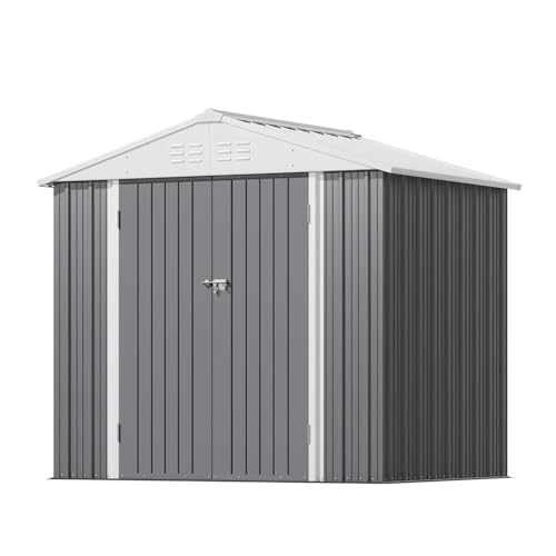Greesum 5×3 FT Outdoor Storage Shed, Metal Storaged Sheds Without Floor, Tool Sheds with Lockable Doors and Sloping Roof for Garden, Patio, Backyard