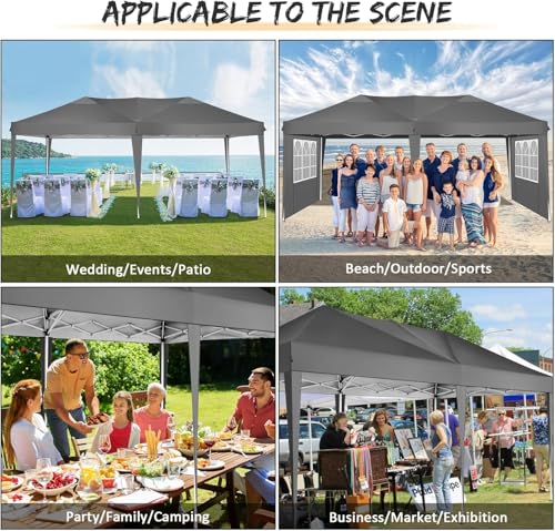 COBIZI 10x10 Pop up Canopy Tent Protable Canopy Tent with 4 Sidewalls Waterproof Commercial Instant Shelter for Parties, Wedding