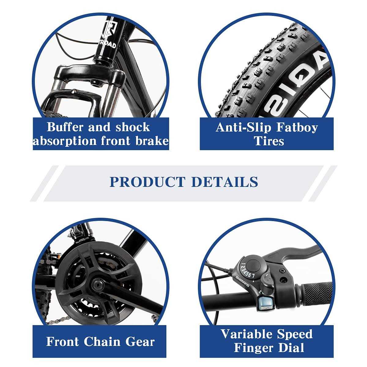 Max4out 26 inch Fat/Normal Tire Mountain Bike, 21 Speed with Dual Front Suspension, Double Disc Brake and High Carbon Steel Frame Anti-Slip Bicycle