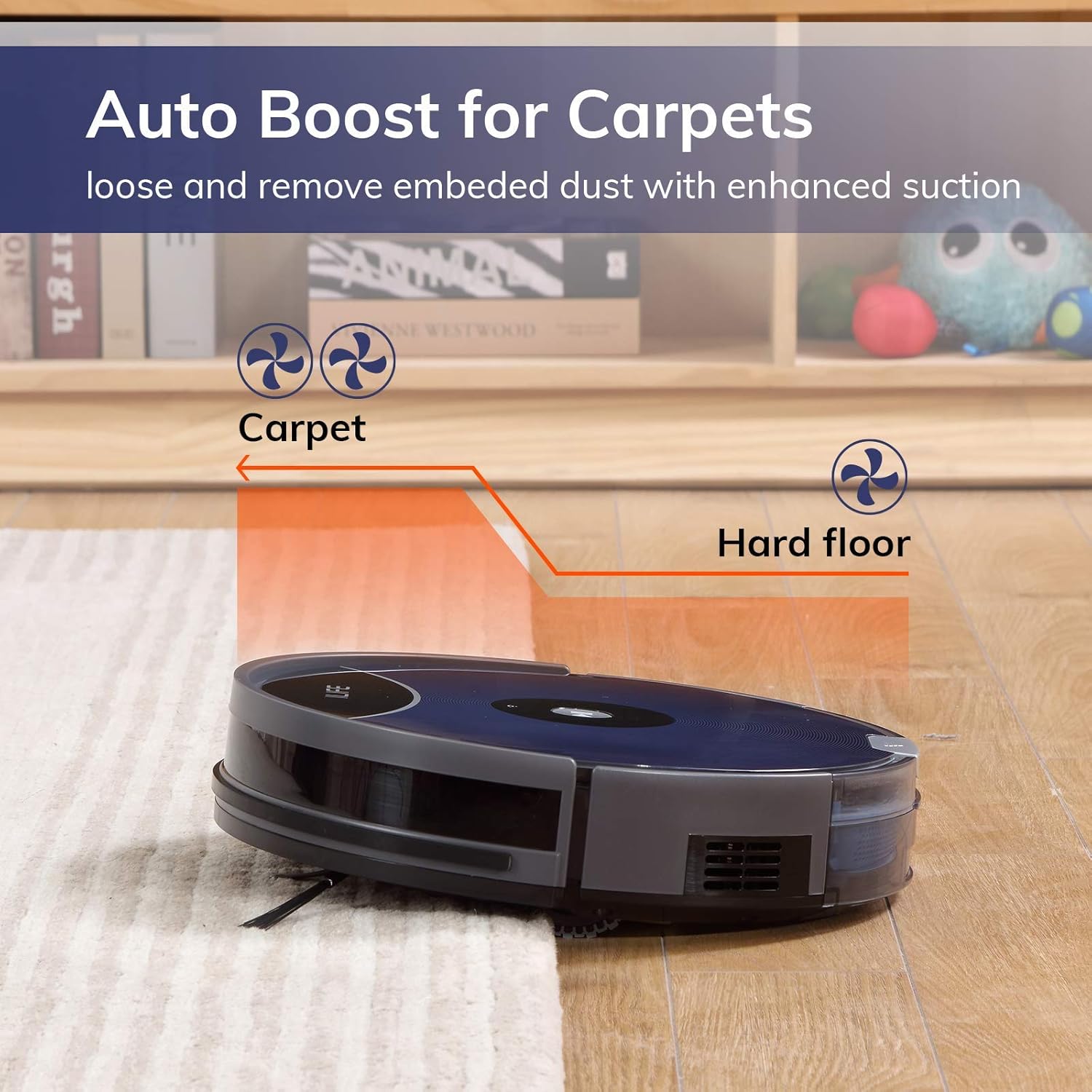 ILIFE A80 Max Robot Vacuum Cleaner, 2000Pa Max Suction, Wi-Fi Connected, Works with Alexa, 2-in-1 Roller Brush, Self-Charging, Slim and Quiet