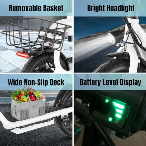 Caroma Peak 500W/800w/1200w Electric Scooters for Adults 14" Tire, 48V Battery, 30Miles Range, 20MPH Top Speed, Adjustable Electric Scooter with Seat