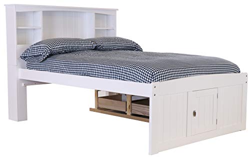 Discovery World Furniture White Full Bookcase Bed with 6 Drawers