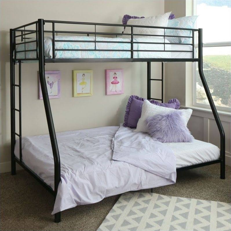 Pemberly Row Metal Twin Over Full Metal Bunk Bed in Black