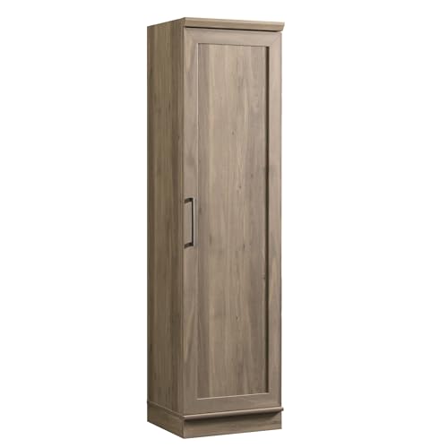 Sauder HomePlus Narrow Pantry Storage Cabinet Slim Single Door with Adjustable Shelves, Kitchen Laundry Bathroom Storage Cabinet, in Soft White
