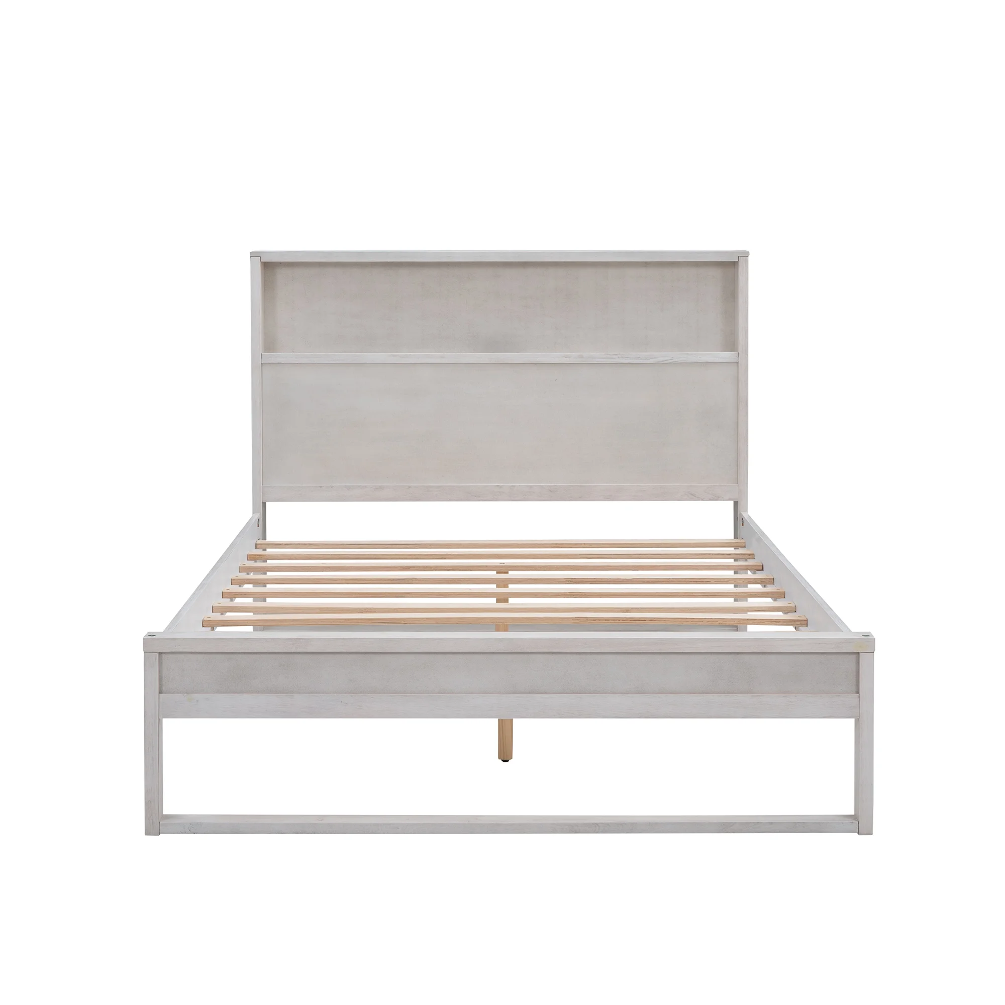 3-Pieces Bedroom Sets Full Size Platform Bed with Nightstand and Dresser,Antique White