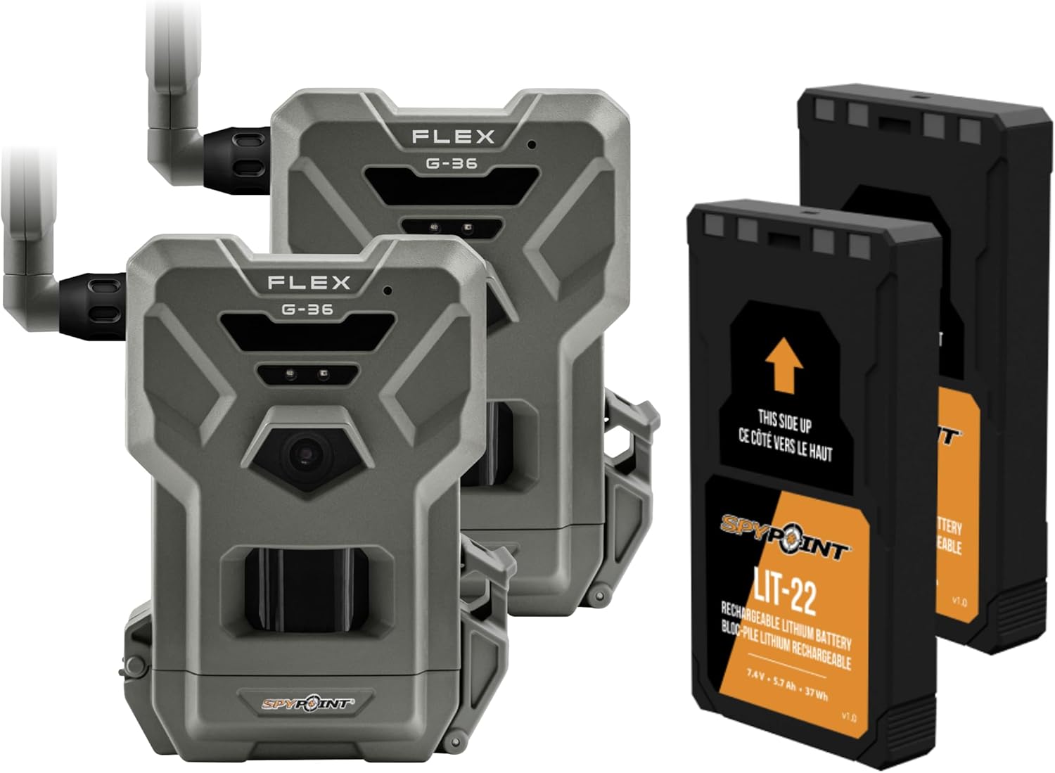 SPYPOINT Flex G-36 Twin Pack Cellular Trail Camera, 36MP Photos and 1080p Videos with Sound, GPS Enabled, Dual-Sim LTE Connectivity