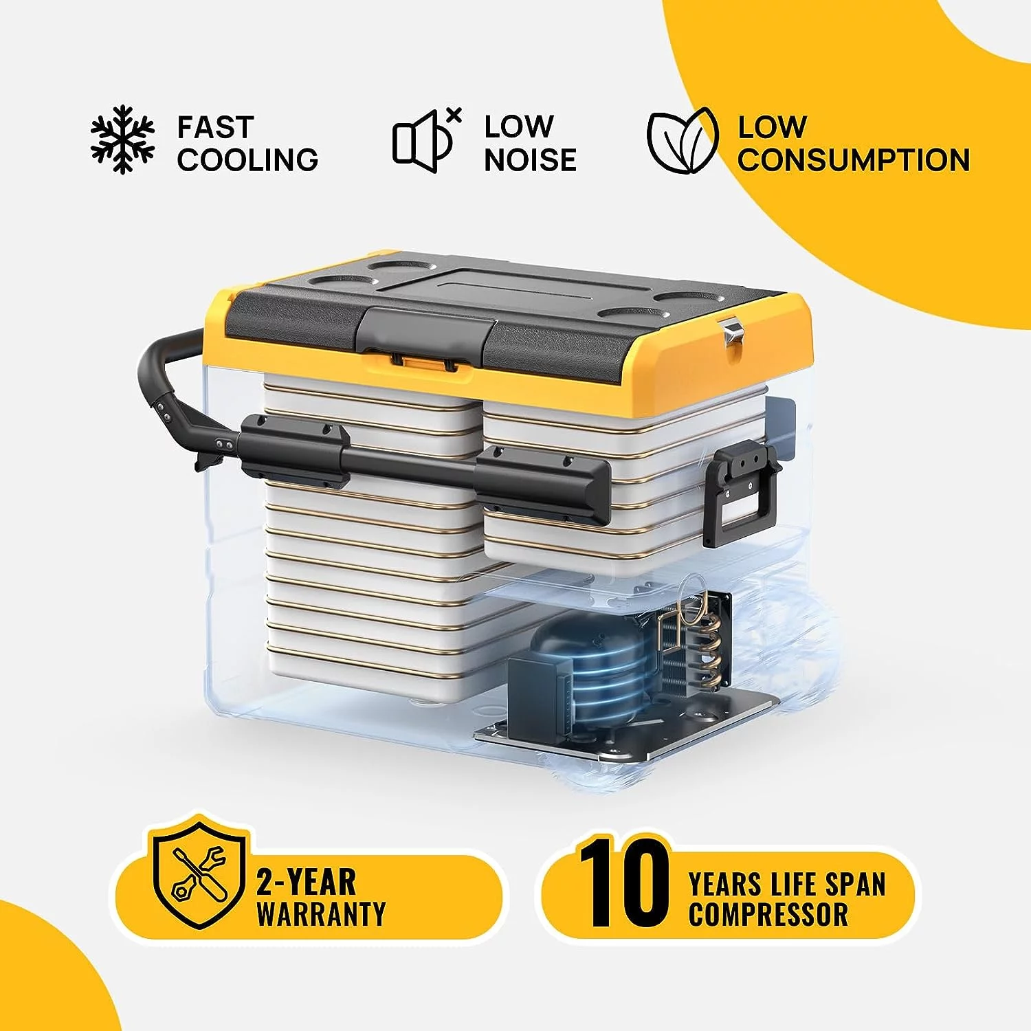 BougeRV Car Refrigerator 48QT Dual Zone, 12 Volt Portable Freezer with Wheels APP Control