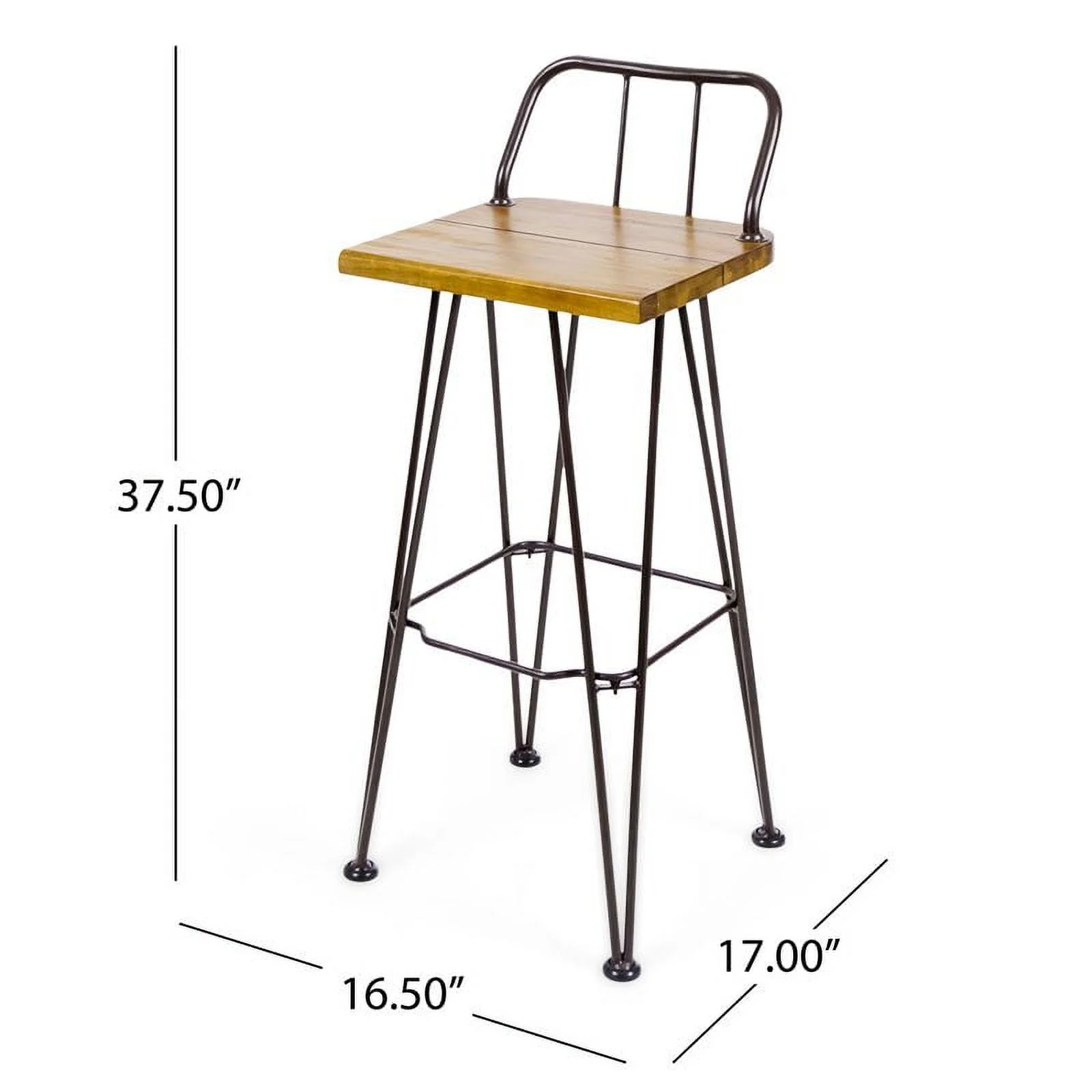 Noble House Denali Outdoor Teaked Acacia Wood Bar Set with Metal Iron Frame