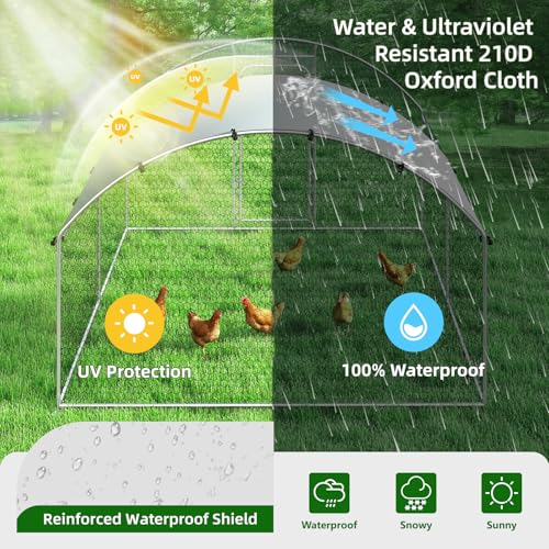 Large Metal Chicken Coop with Waterproof and UV-Resistant Cover