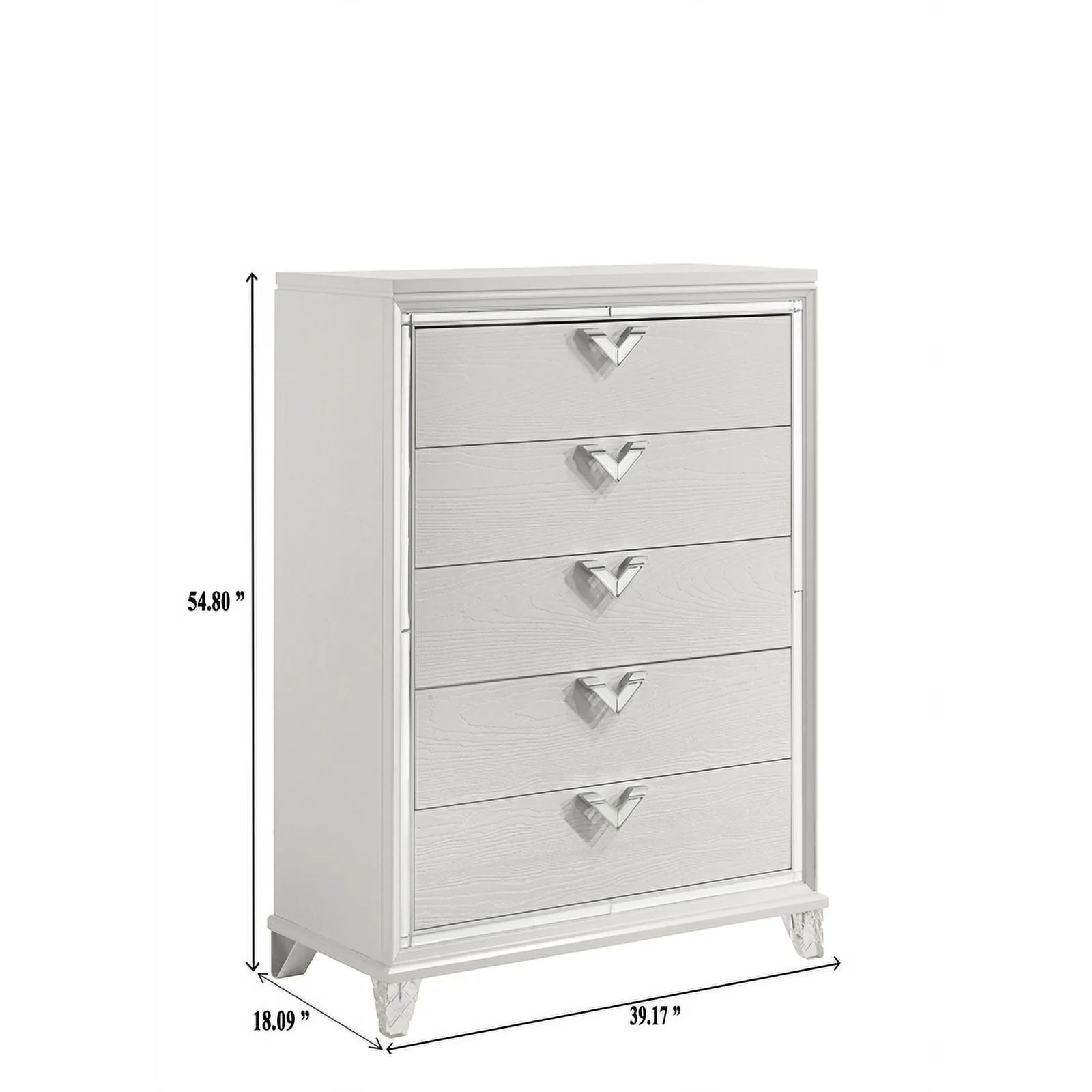 Pemberly Row Prism 5 PC King Modern Bedroom Set made with Wood in White color