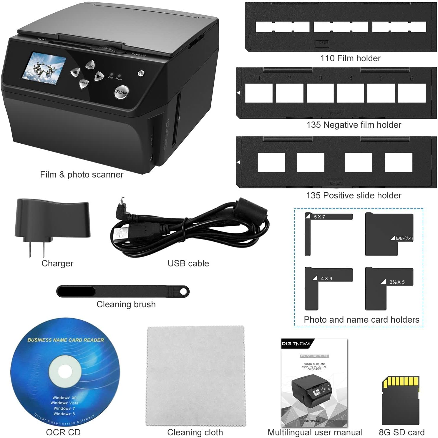 22MP Film &Slide Photo Multi-Function Scanner, Converts 135Film/35mm