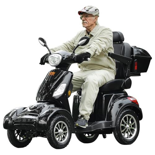 VEVOR Heavy Duty 4-Wheel Mobility Scooters for Seniors & Adults, 500lbs Capacity - 31 Miles 3-Speed Long Range