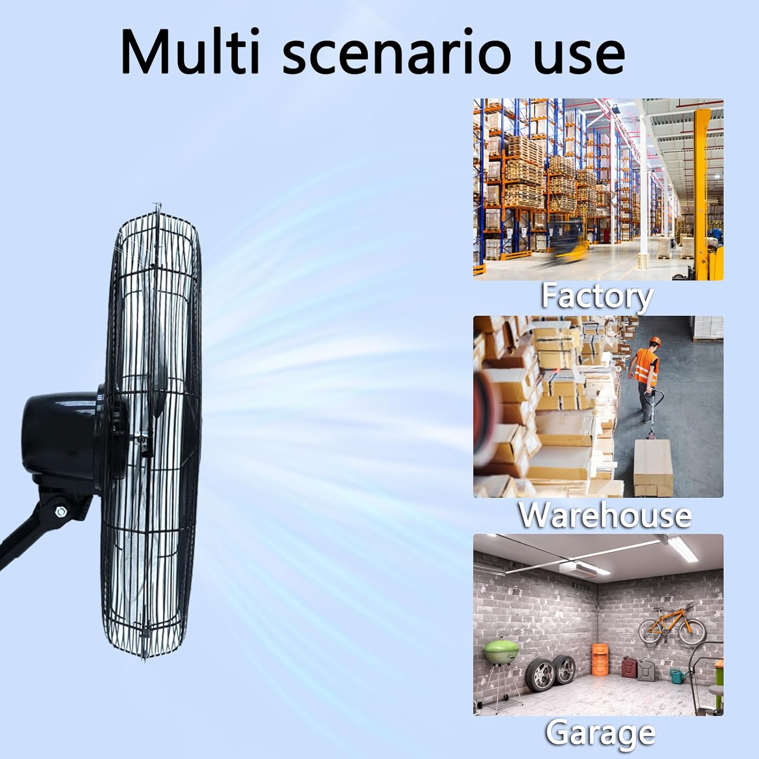 24 Inch Wall Mount Fan,Industrial Heavy Duty Oscillating Fan with 120° Oscillation