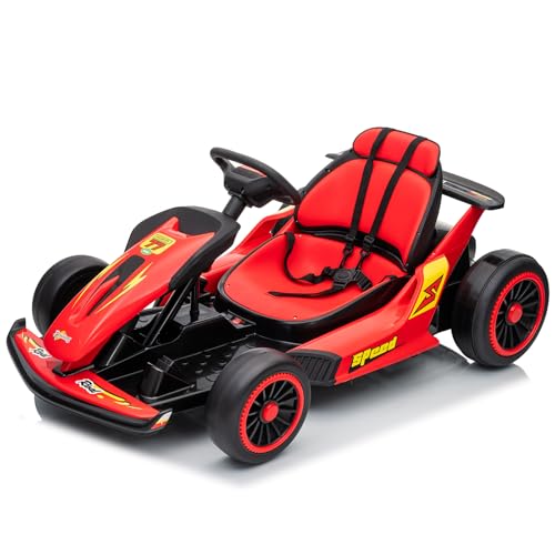 24V Electric Go Kart for Kids, Crazy Drift Cart with 400W Motors, EVA Tires, Max Speed 8.1 MPH, Music, Wireless