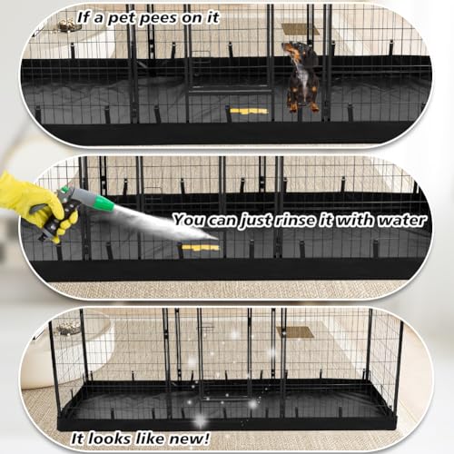 PJYuCien Dog Playpen Plus Storage Bag, 32" H 8 Panels Puppy Pen with Square Bottom, Heavy Duty Dog Fence for Puppies/Small Dogs