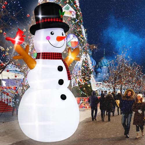 16FT Christmas Inflatable Snowman Outdoor Decorations, Giant Christmas Snowman, Holiday Blow Up Yard Decor with LED Lights
