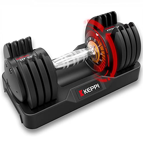 Keppi Adjustable Dumbbells Set-25lb/40lb/55lb/60lb, Anti-Slip Metal Fast Adjust Weight Handle, Exercise & Fitness for Full Body Workout