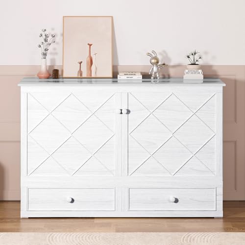 Mjkone Queen Murphy Bed Cabinet with Tri-Folding Mattress