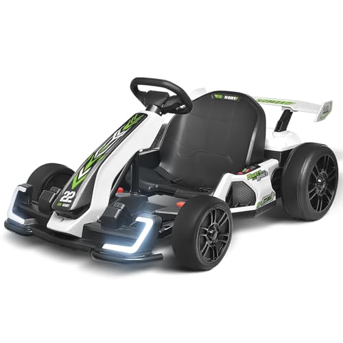 Blitzshark 24V Kids Go Kart 300W Powerful Drift Kart Electric Pedal Kart Outdoor Race Toy, with 2X150W Strong Motor, 7AH Big Battery