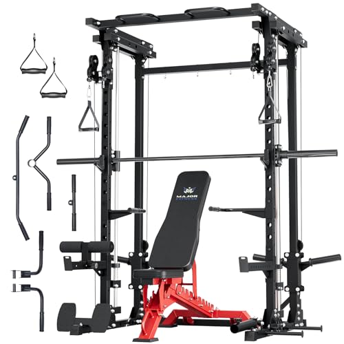 Major Fitness Drone3 Smith△ Machine – All-in-One Home Gym Squat Rack with Weight Bar