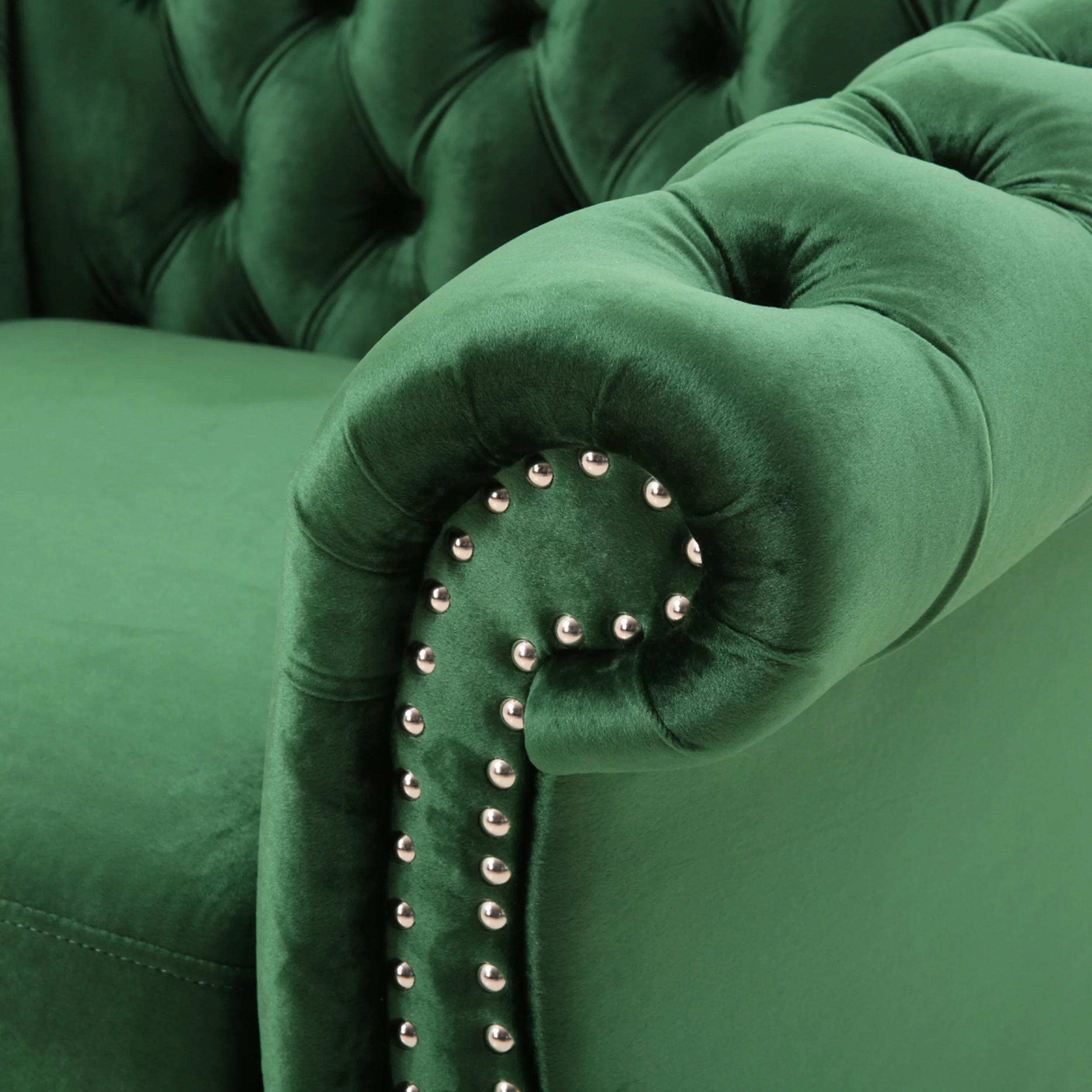 Noble House Millie Chesterfield Velvet Club Chair, Green - Radiant Selections