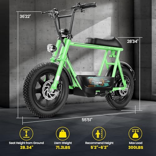 Caroma Peak 500W/800W/1200W Electric Scooter with Seat, 16 * 3" Fat Tire Ebike for All-Terrain, Max 15/25/30 Miles Ranges&20MPH