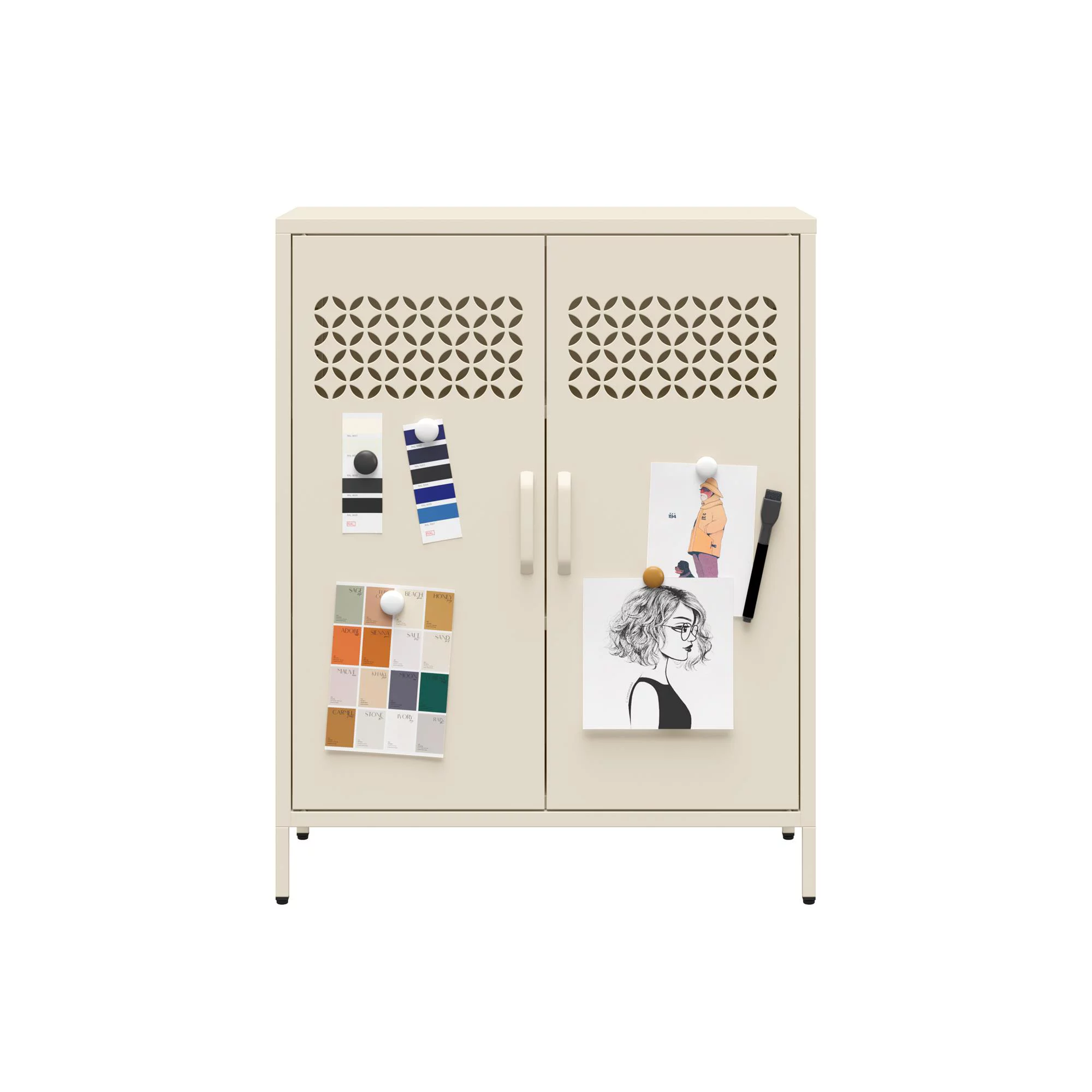 Mr. Kate Annie Short Metal 2 Door Cabinet, Parchment