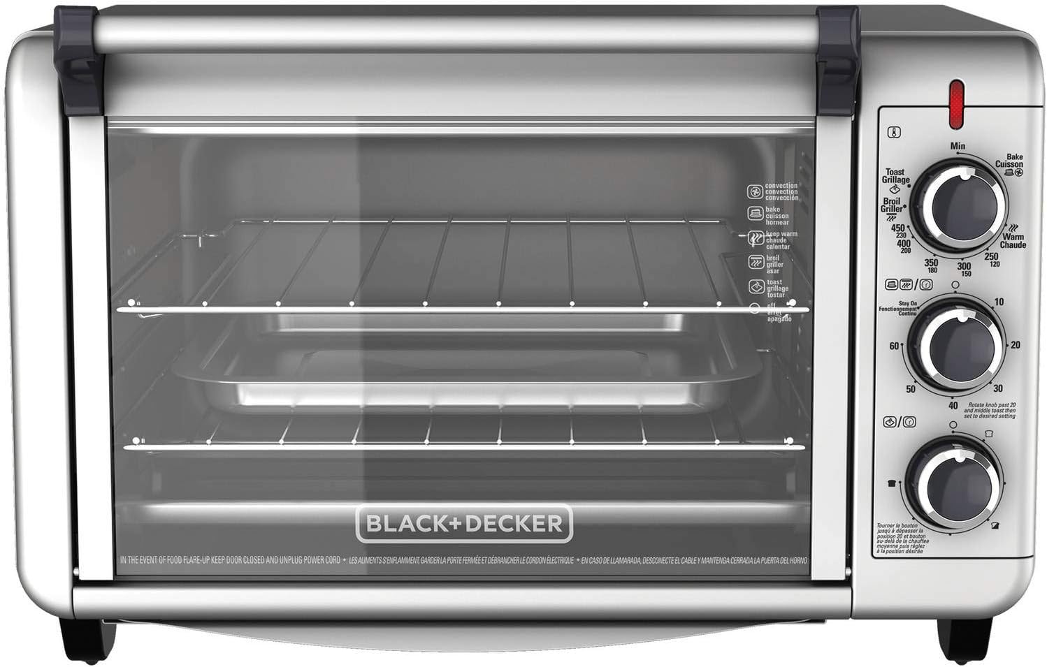 BLACK+DECKER TO3000G 6-Slice Convection Countertop Toaster Oven - Silver