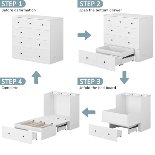 Queen Murphy Bed with Storage & Charging Station, Murphy Cabinet with Foldable Panel, Noisy Free, for Guest Bedroom, Living Room, Office
