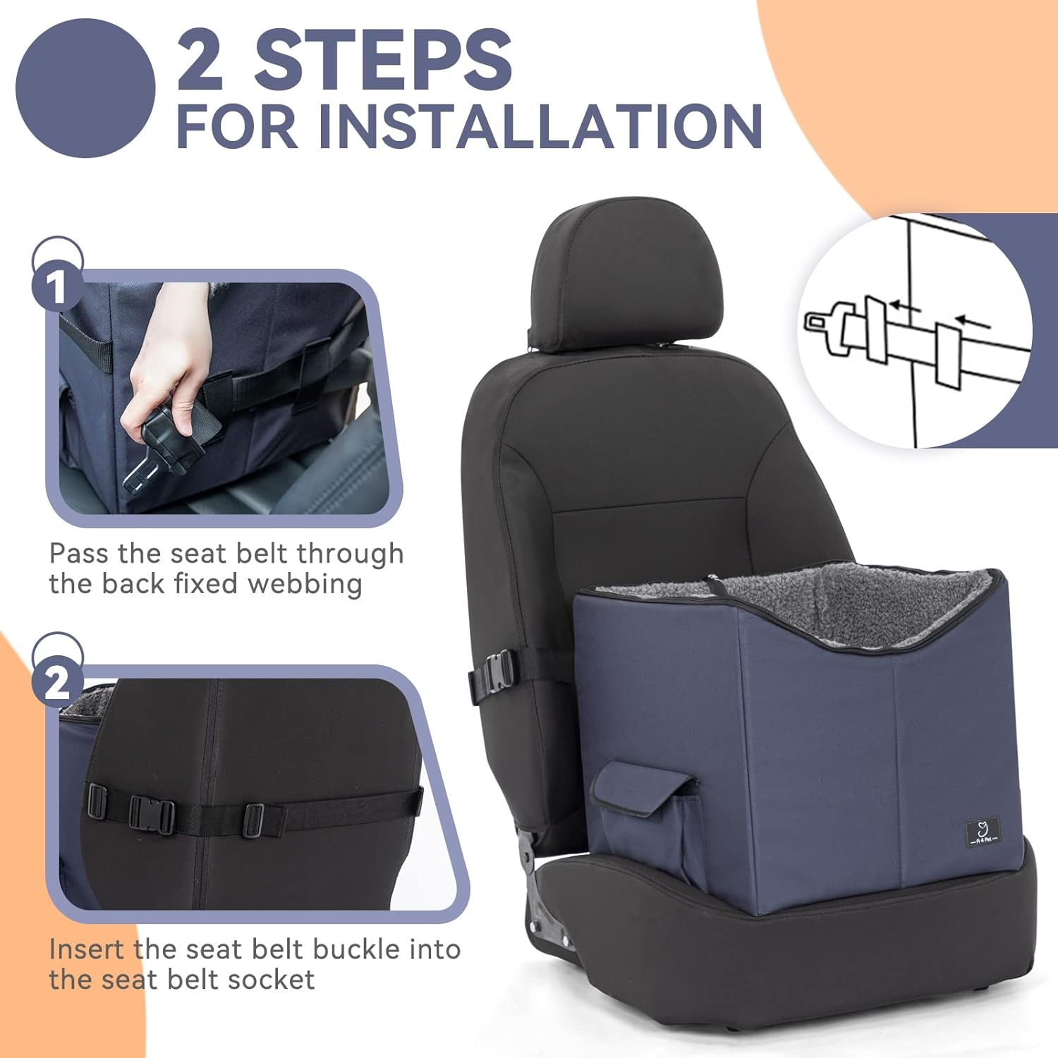 A4Pet Lookout Dog Car Seat, Folding Breathable Dog Booster Car Seat, Soft Pet Bed at Home for Small Dogs Cats or Other Small Pet, for Travel