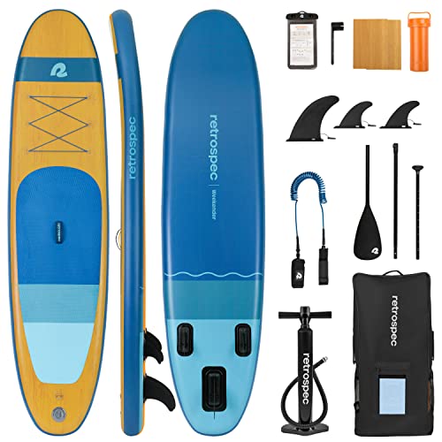 Retrospec Weekender Inflatable Stand Up Paddle Board Includes Paddle, Pump, and Accessories 10’6” Lightweight iSUP