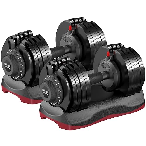 Ativafit 27.5/66/88LBS Pair Adjustable Dumbbell Set with Anti-slip Handle 12 In 1 Quick Dial Adjustment Weights With Safety Locking Button Space