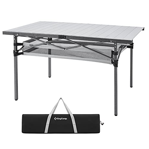 KingCamp Camping Table Folding Portable Table Aluminum Roll Up Lightweight Foldable Large Camp Table for Indoor Outdoor Picnic Backyard, 53.5"X27.5"