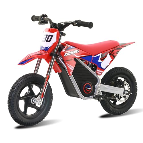 OLALA 36V Electric Dirt Bike for Kids Aged 4-8, Brushless 350W Racing Grade Electric Motorcycle, Up to 18.6MPH & 3 Speed Settings, Dual Disc Brakes
