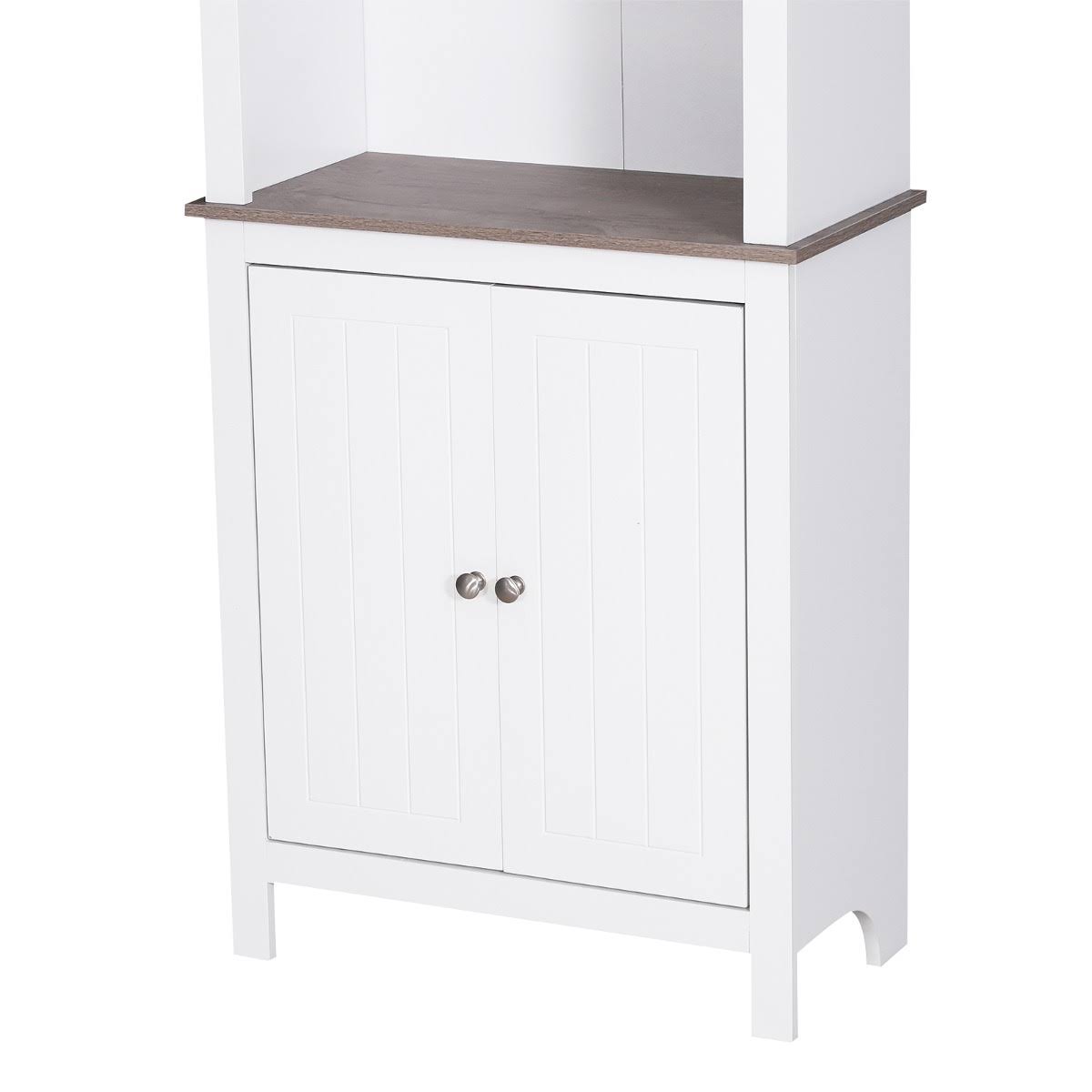 HOMCOM 69” Wood Free Standing Bathroom Linen Tower Storage Cabinet - White