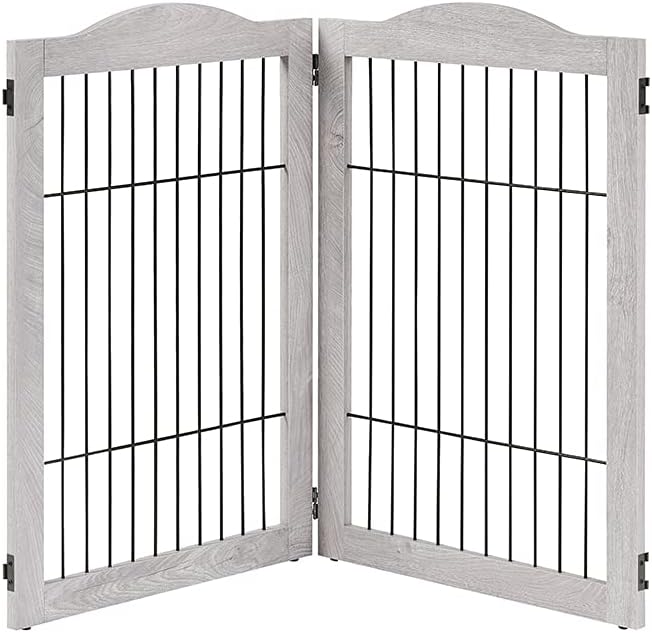 unipaws 6 Panels Extra Wide Freestanding Walk Through Dog Gate with 4 Support Feet, Pet Playpen