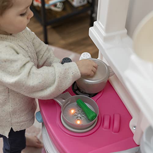 Step2 Fun with Friends Kids Kitchen Playset, Indoor/Outdoor Kitchenette, Interactive Play with Lights and Sounds, Durable Plastic