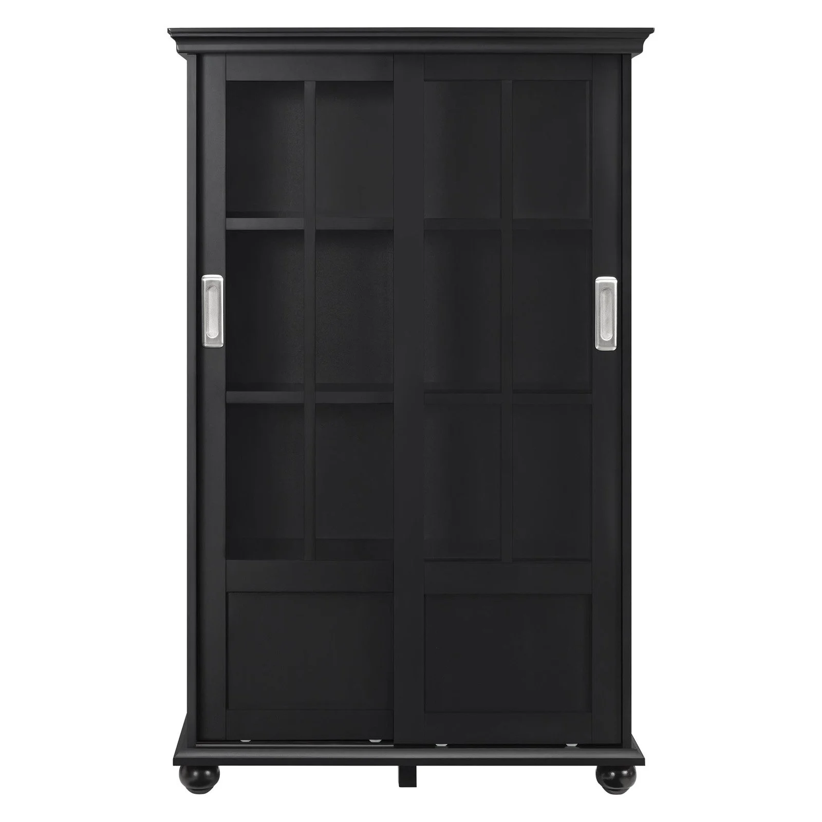 Ameriwood Home Aaron Lane Bookcase with Sliding Glass Doors, Black