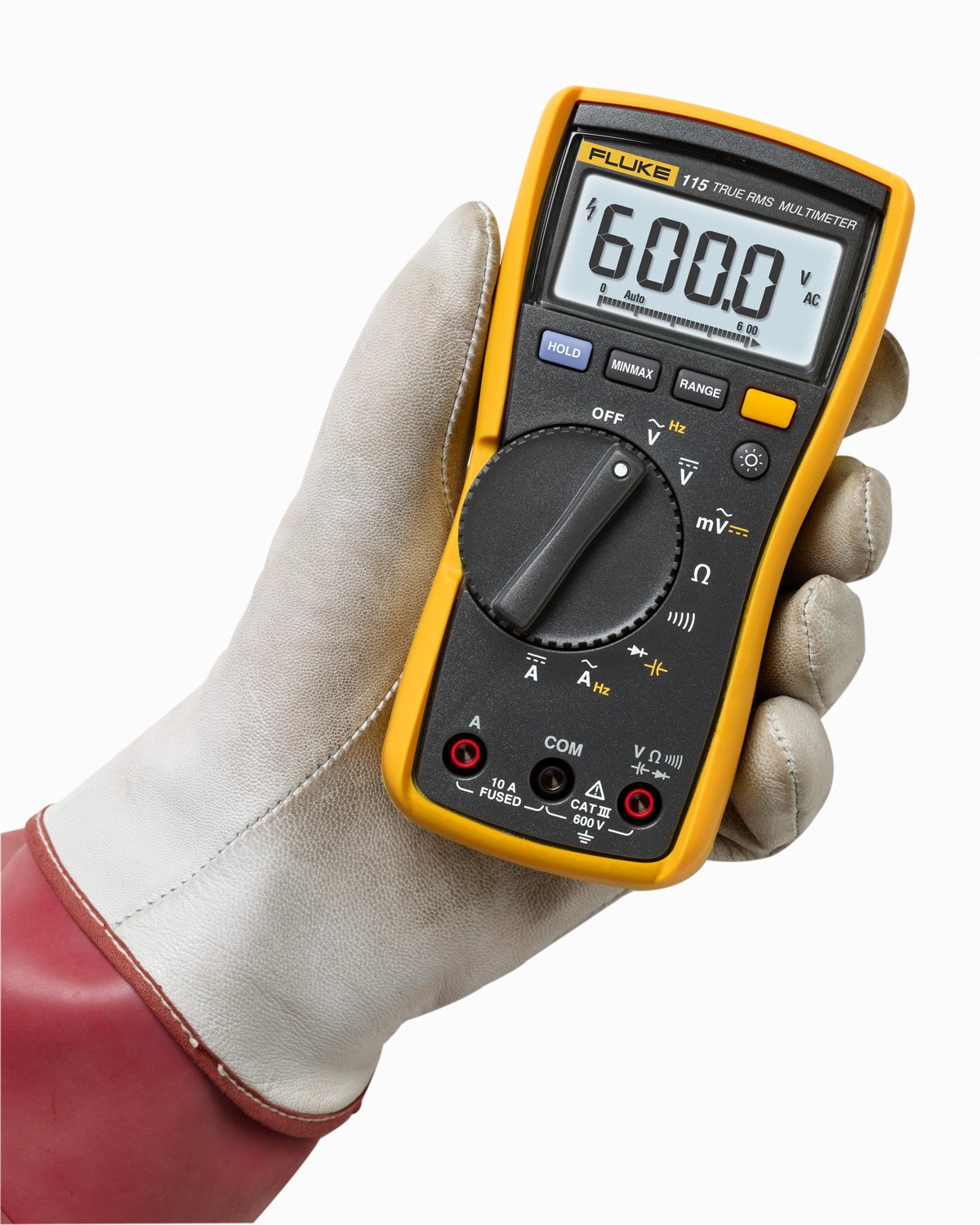 Fluke 115 Digital Multimeter, Measures AC/DC Voltage To 600 V & Current to 10 A, Measures Resistance, Continuity, Frequency & Capacitance