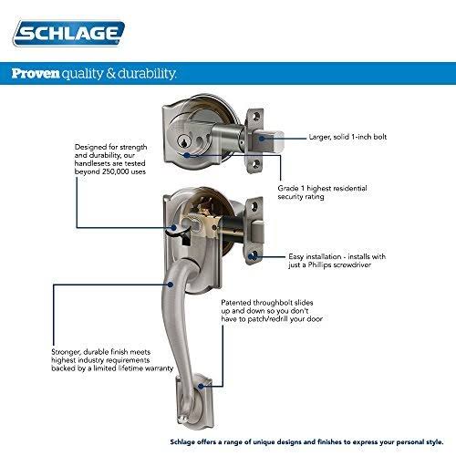 Schlage F60WKF619AND Wakefield Single Cylinder Handleset with Andover Knob Finish: Satin Nickel