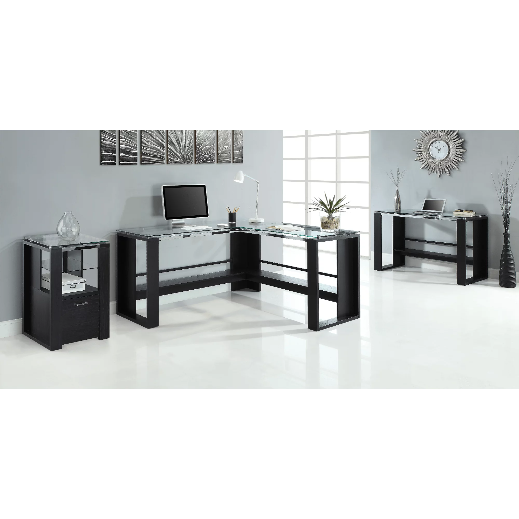 Whalen Jasper 60"W L-Shape Corner Desk, Espresso